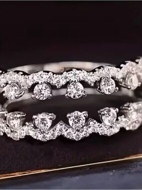 Elegant White CZ Double Row Stacking Ring